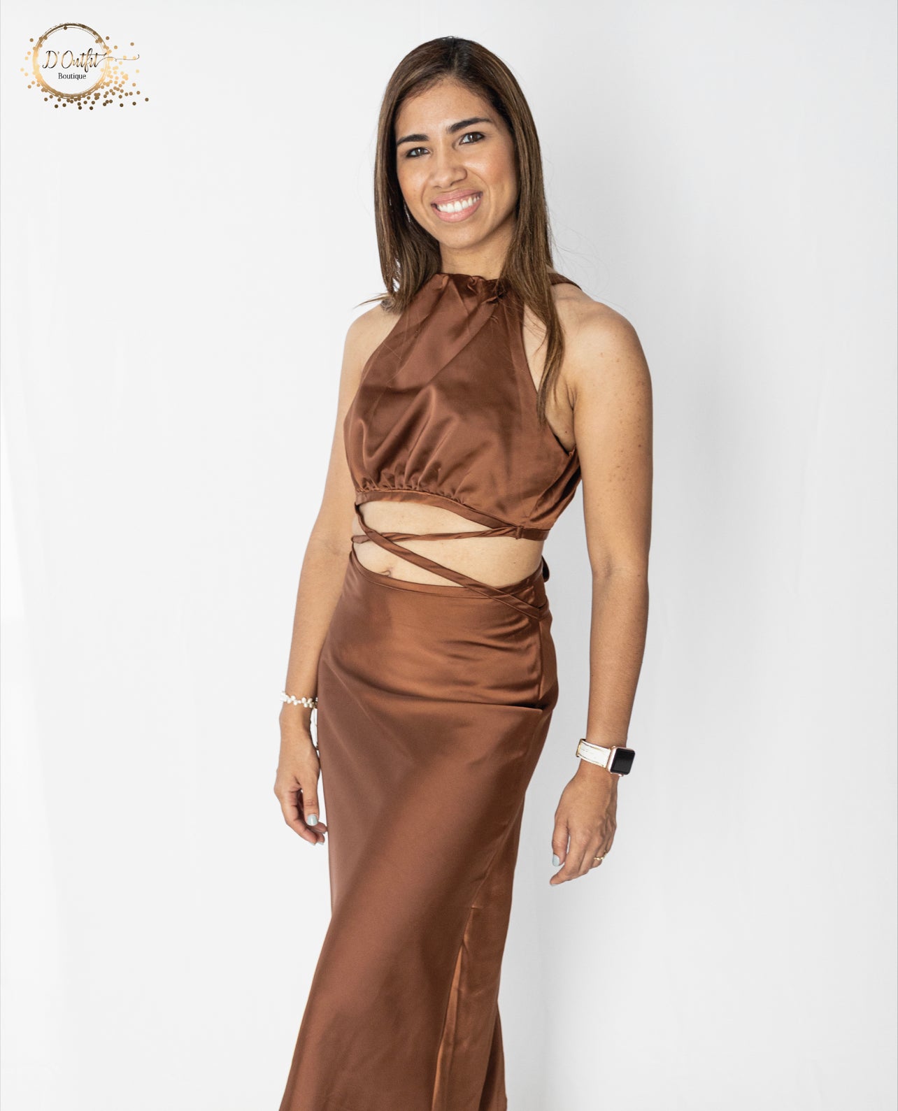 cognac satin dress Find the Answer Brown Satin One Shoulder Maxi Dress